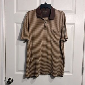 St. Johns Bay Lakeside Vintage Men’s Polo - Brown striped. Size - Large.